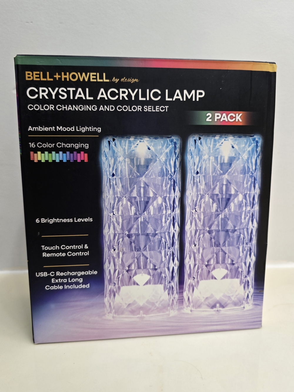 Crystal Acrylic Lamp - Purple Color Changing (2 Pack)